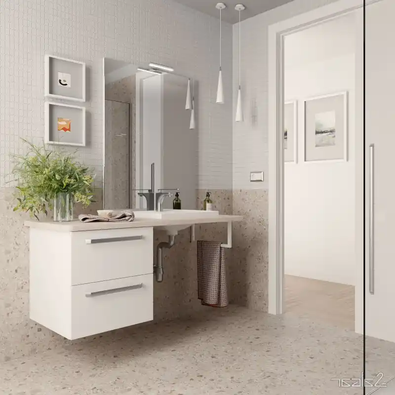 Meuble de salle de bains PMR droite EASY BATH 120 cm Noyer Maya ref 119292 SALGAR