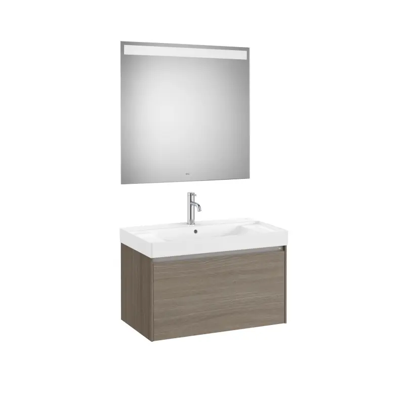 Meuble Ona 1 tiroir + lavabo en fineceramic 800mm orme foncé réf A851701511 ROCA