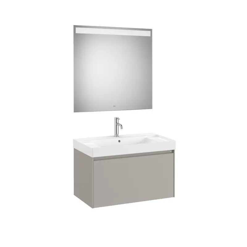 Meuble Ona 1 tiroir + lavabo en fineceramic 800mm gris mat réf A851701510 ROCA