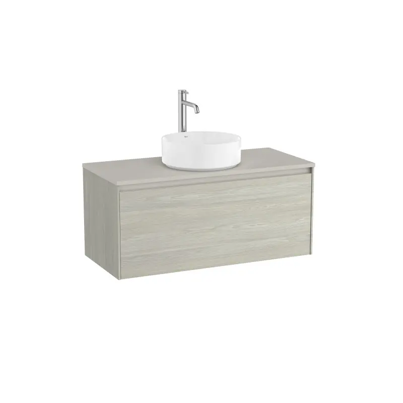 Meuble Ona 1 tiroir pour vasque à poser 1000mm chêne blanchi réf A851726512 ROCA