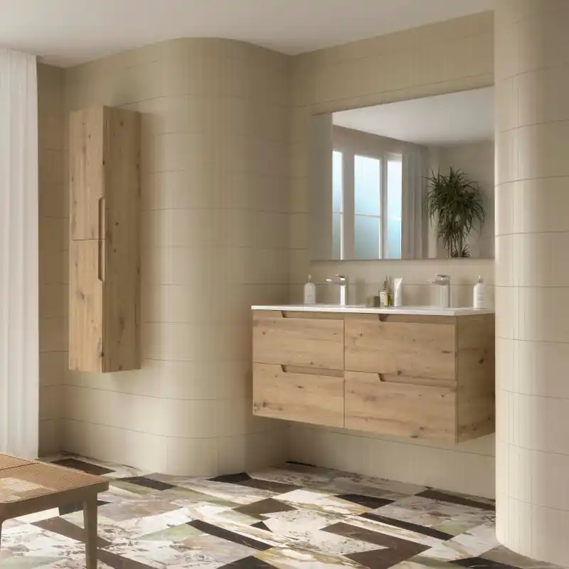 Meuble VIMA Chêne Montana 4 tiroirs 120 cm double vasque réf 117943 SALGAR
