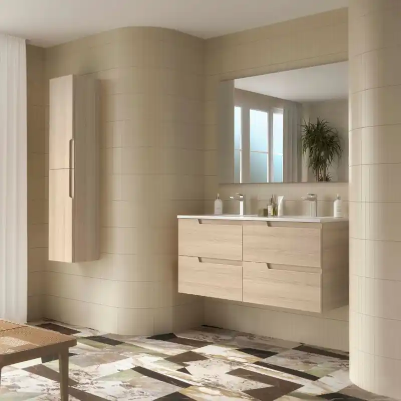 Meuble VIMA Chêne Sienna 4 tiroirs 120 cm double vasque réf 117963 SALGAR