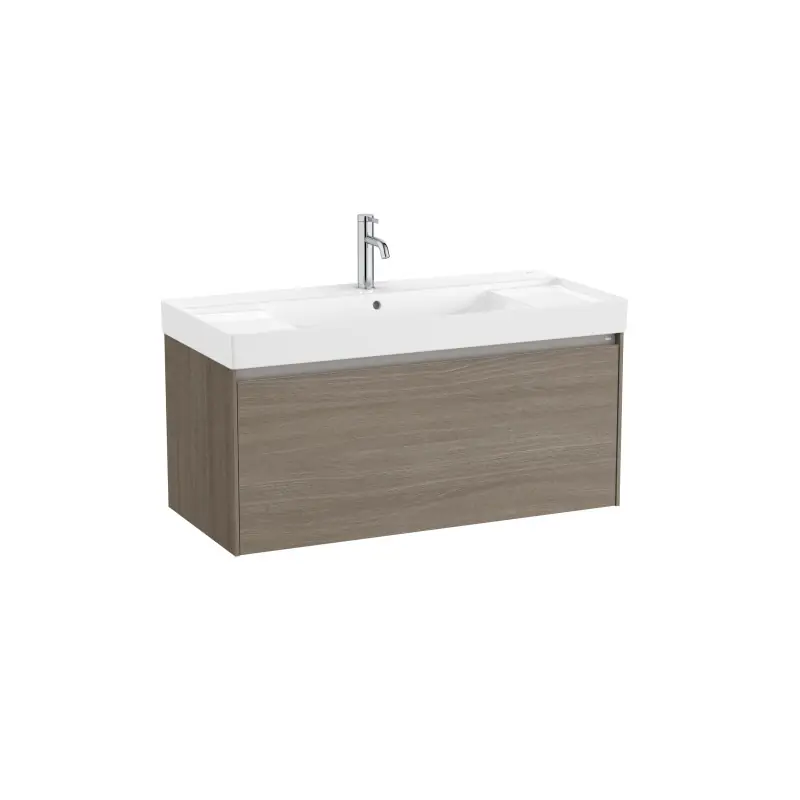 Meuble Ona Unik 1 tiroirs avec lavabo en finecremaic 1000mm orme foncé réf A851686511 ROCA