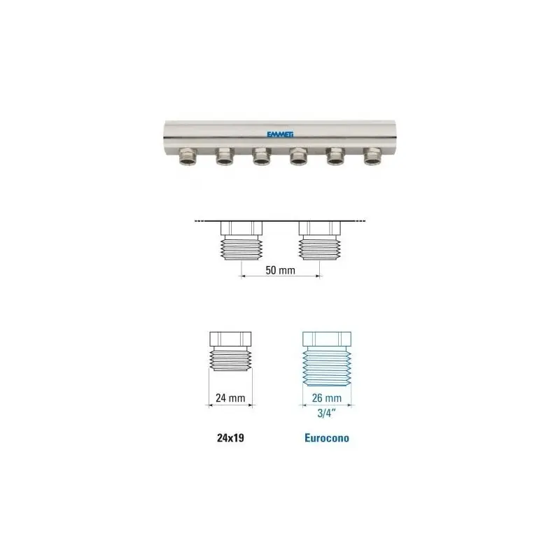 Collecteur laiton FF 26/34 10 départs F 24/19 réf 01293846 EMMETI