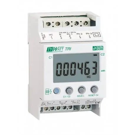 Indicateur de consommations pour compteur triphasé Tywatt Tri - DELTADORE 6110010