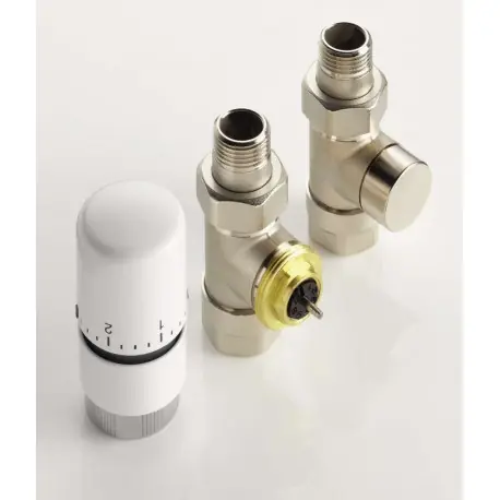 Kit robinetterie manuelle droit tête thermostatique design nickelé - ACOVA 841068