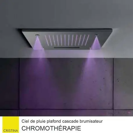 Ciel de pluie carré 50 cm avec cascade et brumisateurs Chromothérapie HYDROTHERAPIE - CRISTINA ONDYNA TT50051