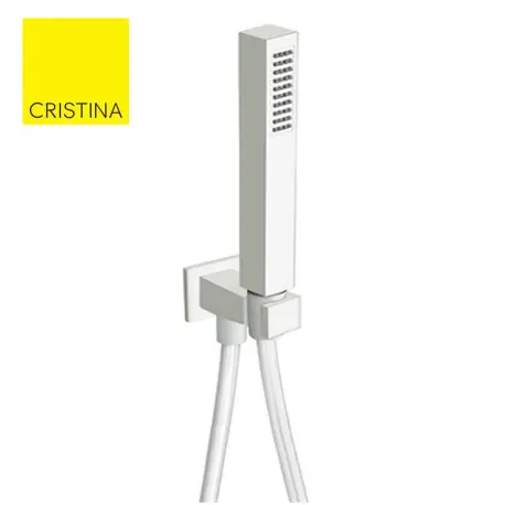 Ensemble applique prise d‘eau douchette BLANC MAT - CRISTINA ONDYNA PD44324