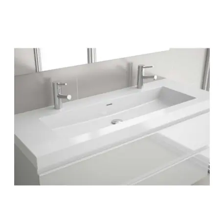 Vasque TOSCANA 1200 1 vasque pour 2 robinets CHARGE MINÉRAL BLANC 1205 x 50 x460 mm - SALGAR 26938