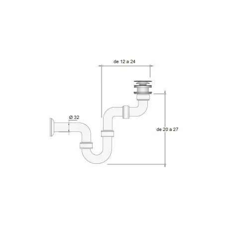 Siphon court avec valve clicker - SALGAR 19366