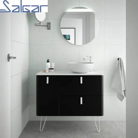 Meuble de salle de bains 900 Gauche Noir Mat UNIIQ - SALGAR 24655