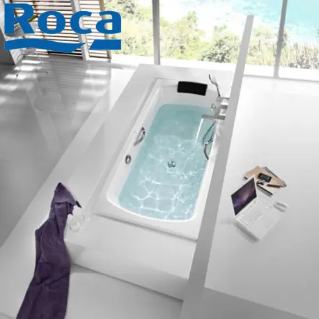 Baignoire acier émaillée LUN PLUS Blanc 1800X800 mm avec poignées en métal chromé - ROCA A221250001
