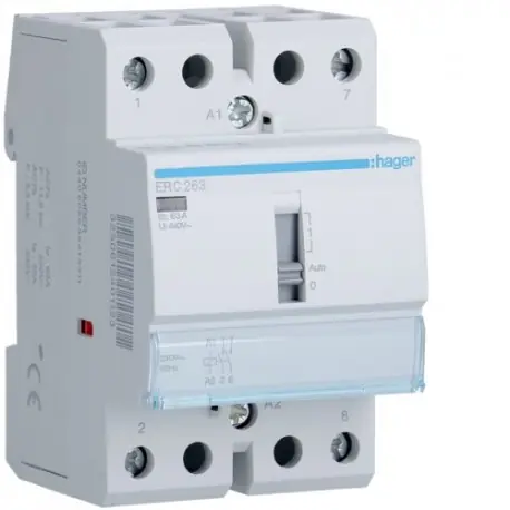 Contact cde manu 63A, 2F, 230V - AUTOMATISMES HAGER ERC263