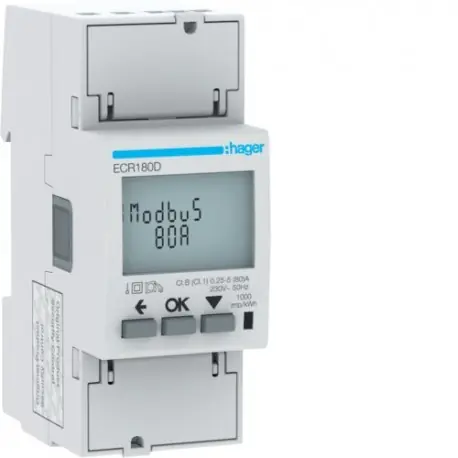 COMPTEUR MONO 80A MODBUS MID - GESTION DU BATIMENT HAGER ECR180D