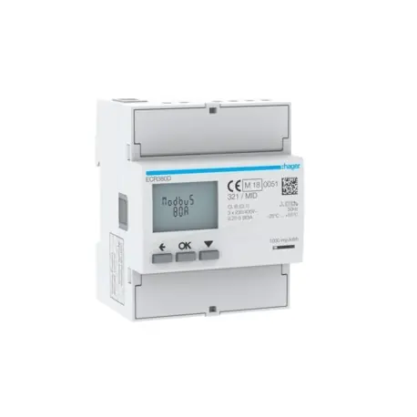 COMPTEUR TRI 80A MODBUS MID - GESTION DU BATIMENT HAGER ECR380D