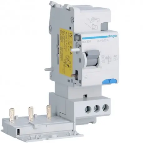Bloc dif 3P 25A 30mA AC - BLOCS DIFFERENTIELS HAGER BD326