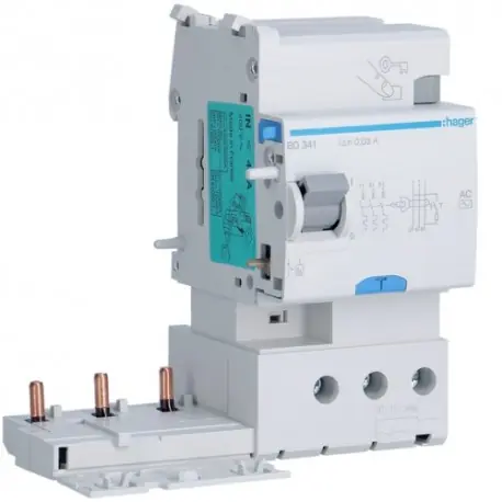 Bloc dif 3P 40A 30mA AC - BLOCS DIFFERENTIELS HAGER BD341