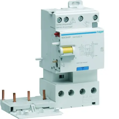 Bloc dif 2xsort.3P+N 40A 30mA - BLOCS DIFFERENTIELS HAGER BDC940F
