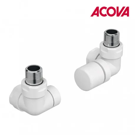 Pack robinetterie manuelle thermostatisable équerre d‘angle droit pour sèche-serviettes - ACOVA 991491