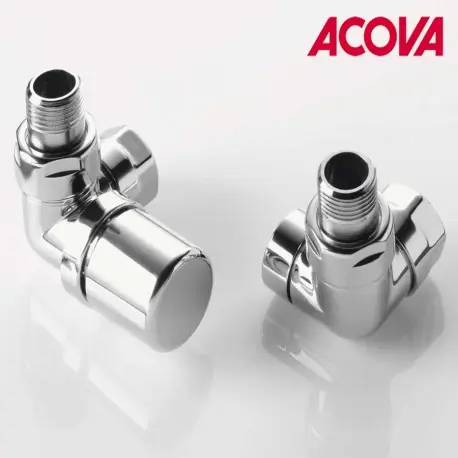 Kit F robinetterie manuelle thermostatisable équerre d‘angle gauche pour sèche-serviettes - ACOVA 991518