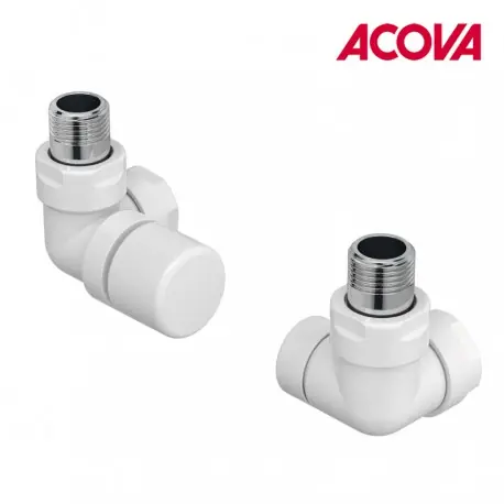 Kit F robinetterie manuelle thermostatisable équerre d‘angle gauche pour sèche-serviettes - ACOVA 991511