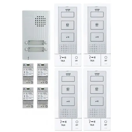Kit audio platine alu saillie 4 postes - Aiphone 118717