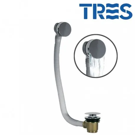 Système de vidage et de remplissage de baignoire avec bonde ronde cascade et trop‑plein Ø 70 mm click-clack - TRES 13453430