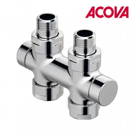 Pack vanne d‘isolement en H droit monotube / bitube chromé - ACOVA 991618