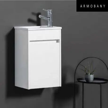 Ensemble meuble lave-mains et vasque Blanc Brillant - ARMOBANY MI4018F