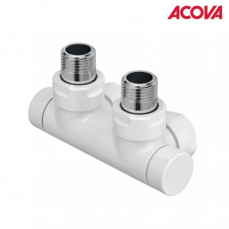 Kit T blanc Pack vanne d‘isolement en H coudé 1/2‘ - ACOVA 991621