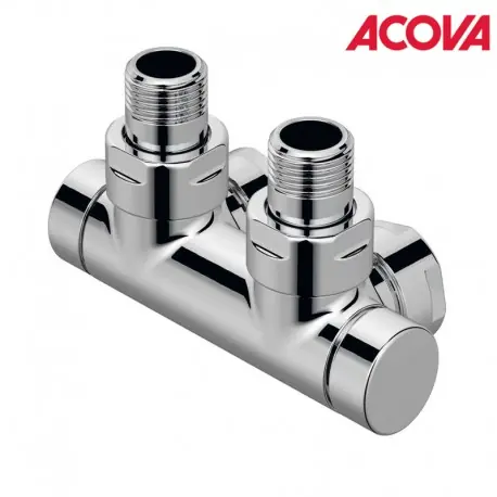 Pack vanne d‘isolement en H kit T CHROME coudé ACOVA - 991628