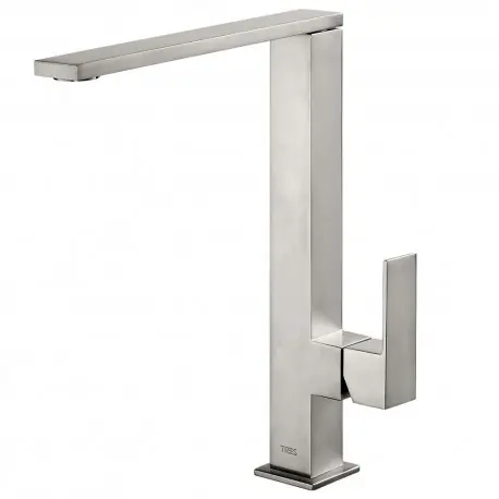 Mitigeur lavabo Acier bec 34x10 mm - TRES 00648501AC