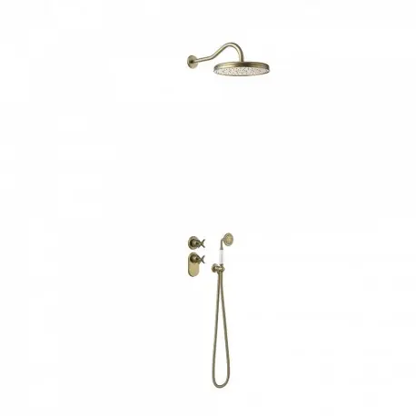 Kit thermostatique de douche encastré 2 voies Tres-Clasic Laiton vieilli Mat - TRES 24235202LM