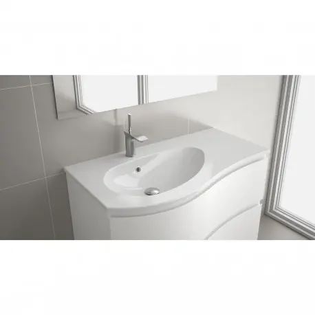 Plan vasque arrondi Droit Charge Minérale Blanc brillant - MAM - SALGAR - 83876