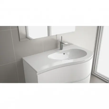 Plan vasque arrondi Gauche Charge Minérale Blanc brillant - MAM - SALGAR - 83877