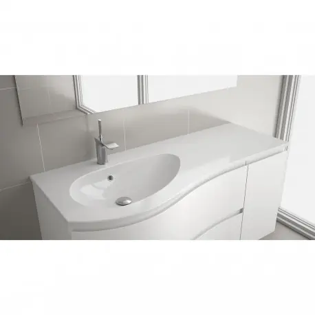 Plan vasque arrondi Droit Charge Minérale Blanc brillant - MAM - SALGAR - 83878