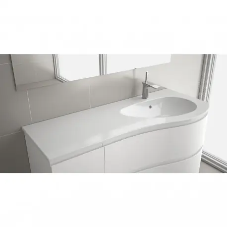 Plan vasque arrondi Gauche 1210 mm Charge Minérale Blanc brillant - MAM - SALGAR - 83879
