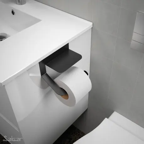 Porte-rouleau avec couvercle noir Minimal - SALGAR 86183