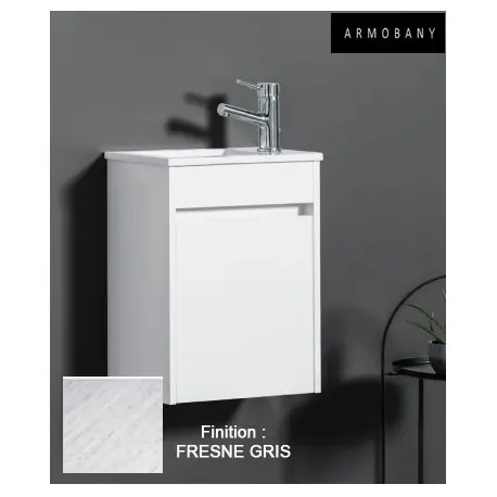Ensemble meuble lave-mains et vasque Fresne Gris - ARMOBANY MI4013F