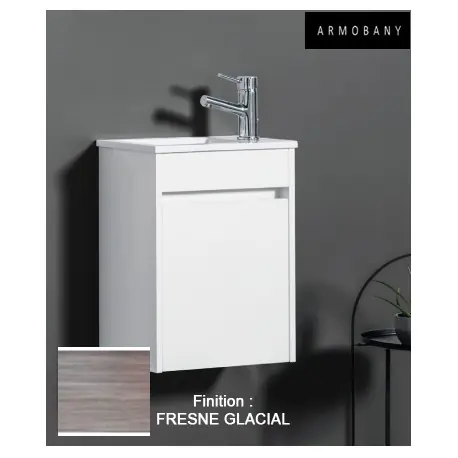 Ensemble meuble lave-mains et vasque Fresne Glacial - ARMOBANY MI4030F