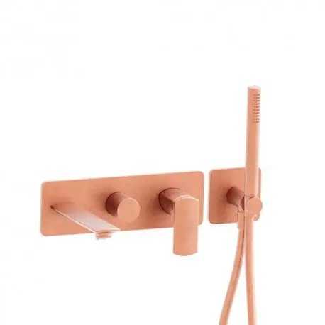 Bain Douche Mural Profilo Encastre 3 Sorties Or Rose Brosse Robinetterie PROFILO - CRISTINA ONDYNA PF10334P