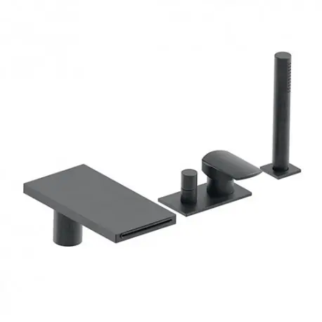 Bain Douche Mitigeur Complet Profilo Sur Gorge Chrome Noir Brosse Robinetterie PROFILO - CRISTINA ONDYNA PF18175