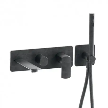 Bain Douche Mural Profilo Encastre 2 Sorties Chrome Noir Brosse Robinetterie PROFILO - CRISTINA ONDYNA PF10275