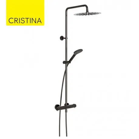 Colonne de douche thermostatique Chromé Noir THETA - CRISTINA ONDYNA TV44872