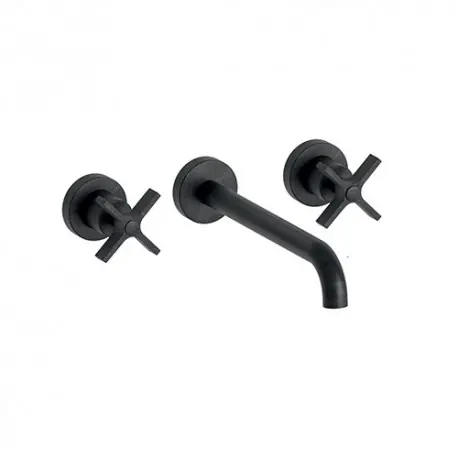 Lavabo Cross Road Small 3 Trous + Vidage Sans Meca Chrome Noir Brosse Robinetterie CROSS ROAD - CRISTINA ONDYNA CR24275