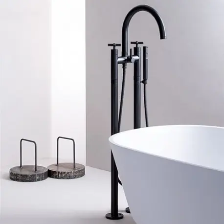 Melangeur Bain Douche Sur Pied Cross Road Blackmat Robinetterie CROSS ROAD - CRISTINA ONDYNA CR10813