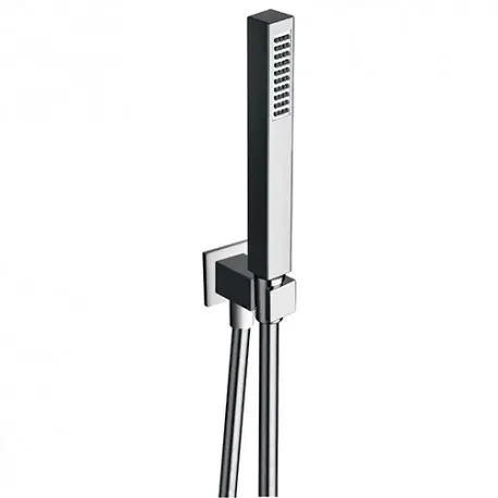 Ensemble Applique Prise D‘Eau Douchette Flexible Carre Metal Brosse Robinetterie HYDROTHERAPIE - CRISTINA ONDYNA PD44377