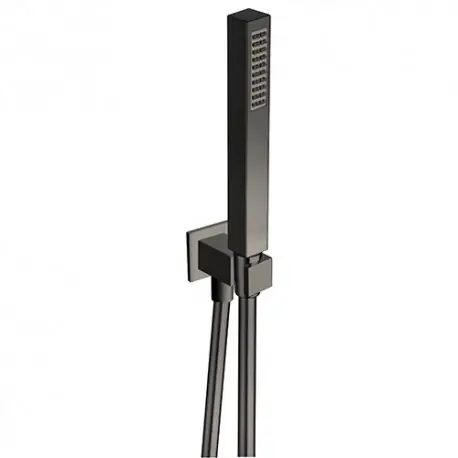 Ensemble Applique Prise D‘Eau Douchette Flexible Carre Chrome Noir Robinetterie HYDROTHERAPIE - CRISTINA ONDYNA PD44372