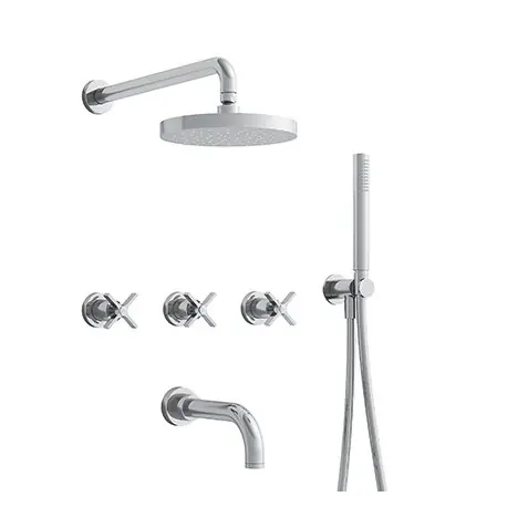 Bain/Douche Encastre 3 Sorties Cross Road Complet Chrome Robinetterie CROSS ROAD - CRISTINA ONDYNA CR11351