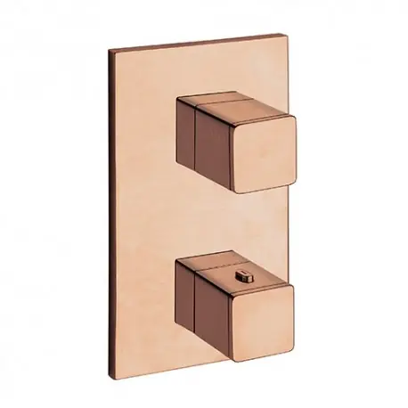 Facade Externe Quadri Laiton Thermostatique 2 Sorties Or Rose Bross Robinetterie QUADRI - CRISTINA ONDYNA XQ85234P